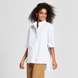 Striped 3/4 Sleeve Oversized Tunic - Who What Wear